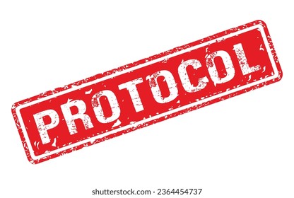 Protocolstamp. Red rectangle grunge stamp vector 