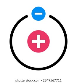 Proton and electron icon. Vector.