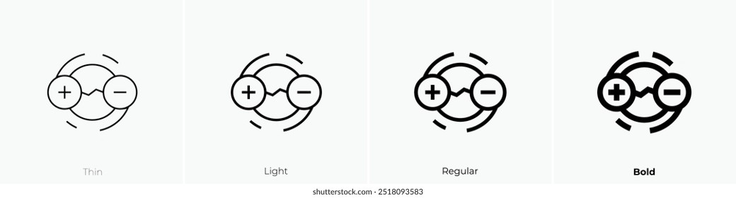 Proton icon. Thin, Light Regular And Bold style design isolated on white background