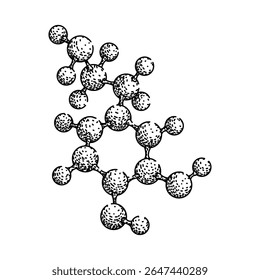 molécula de próton átomo desenhado à mão. elemento de nêutron, isótopo composto, íon covalente molécula de próton átomo esboço do vetor. ilustração em preto isolado