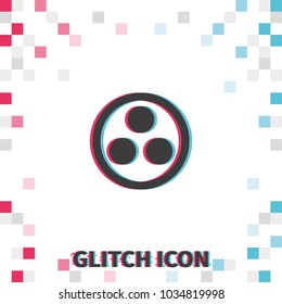 Proton or neutron  glitch effect vector icon. Atom illustration.