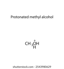 Diagrama de estrutura esquelética de álcool metílico protonado. Molécula orgânica composta ilustração científica.