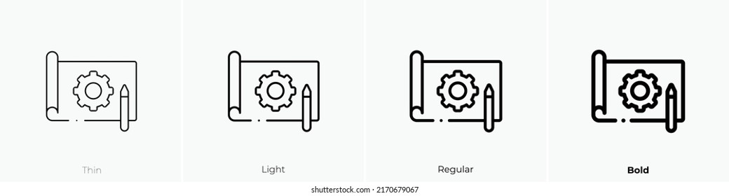 prototype icon. Thin, Light Regular And Bold style design isolated on white background