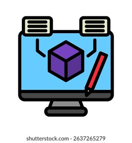 Prototype mini illustration outline color icon, use for research and development, education, industry, UI, UX kit, app and web development, digital or print.