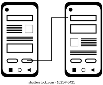 Prototype On Mobile Device Icon. 
Define User Interface Flow . Web Page Or Application UX GUI Design Element