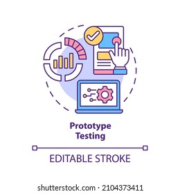 Prototype testing concept icon. Digital twin task abstract idea thin line illustration. Virtual prototyping. Isolated outline drawing. Editable stroke. Roboto-Medium, Myriad Pro-Bold fonts used