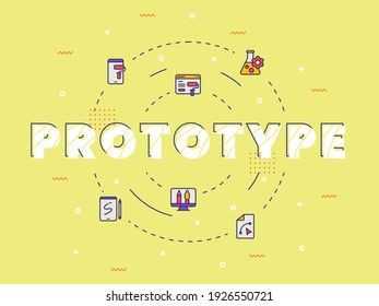 prototype typography calligraphy word art background of creative icon set collection with filled color style