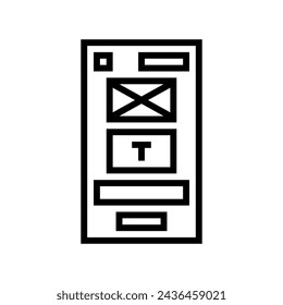 prototype ux ui design line icon vector. prototype ux ui design sign. isolated contour symbol black illustration