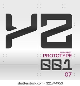 Prototype - Vector graphic alphabet in a set / y z 0 1