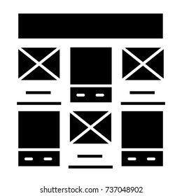 prototype webdesign icon, vector illustration, black sign on isolated background