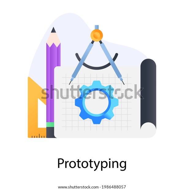 Prototyping icon of flat\
conceptual style 