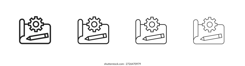 Icono de prototipado esboza la tendencia de las versiones simples modernas