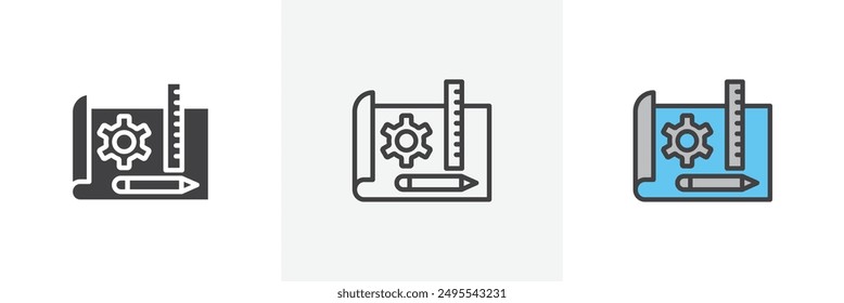 Prototyping icon symbol collection on white background.