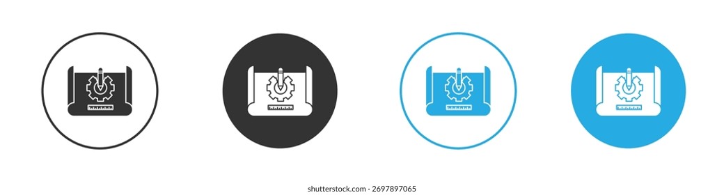 Estilo plano del símbolo del icono del prototipo en el fondo blanco.