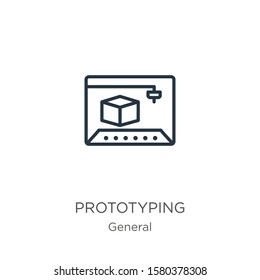 Prototyping icon. Thin linear prototyping outline icon isolated on white background from general collection. Line vector sign, symbol for web and mobile