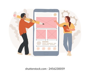Prototyping isolated concept vector illustration. Design concept, user testing, UX, website draft version, interface idea, creative work, landing page, digital application vector concept.
