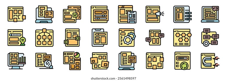 Prototyping software icons depicting app development, web design, user interface, user experience, and testing