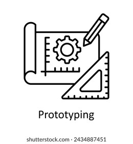 Ilustración de diseño de iconos de esquema vectorial de prototipos. Símbolo de unidades de fabricación sobre fondo blanco EPS 10 Archivo