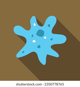 Protozoa flat icon with long shadow. Simple Biology icon pictogram vector illustration. Protozoa, virus, Bacterium, germ, medical, biology concept. Logo design