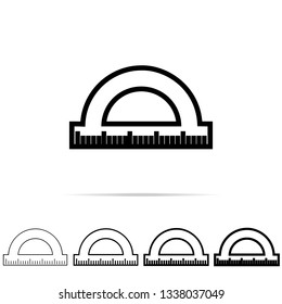 Protracktor icon in different shapes, thickness. Simple thin line, outline vector of education icons for UI and UX, website or mobile application