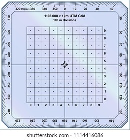 Protractor - 1:25.000 x 1Km UTM Grid
