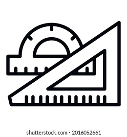 Protractor angle ruler icon. Outline protractor angle ruler vector icon for web design isolated on white background