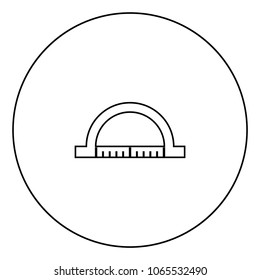 Protractor black icon in circle outline