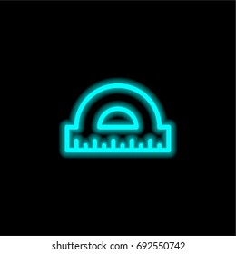 Protractor blue glowing neon ui ux icon. Glowing sign logo vector