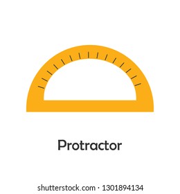 Protractor in cartoon style, school card for kid, preschool activity for children, vector