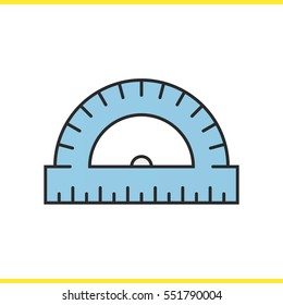 Protractor color icon. Geometry symbol. Isolated vector illustration