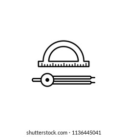 protractor and dividers. Element of education icon for mobile concept and web apps. Thin line protractor and dividers can be used for web and mobile on white background