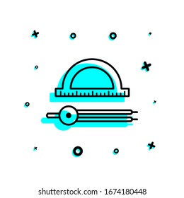 protractor and dividers icon. Simple thin line, outline, glyph, flat vector of education icons for ui and ux, website or mobile application