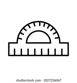 Protractor drawing on white background, vector illustration