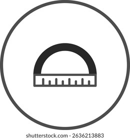 Protractor graphic with geometric design for technical drawing illustration
