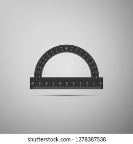 Protractor grid for measuring degrees icon isolated on grey background. Tilt angle meter. Measuring tool. Geometric symbol. Flat design. Vector Illustration