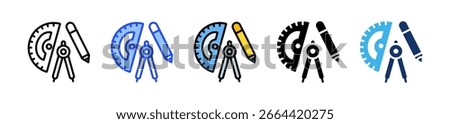 Protractor Icon Collection With Multiple Styles