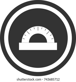 Protractor icon , dark circle sign design