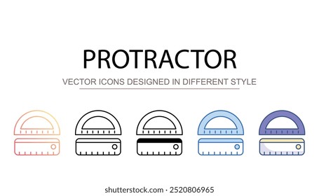Protractor icon design with white background stock illustration