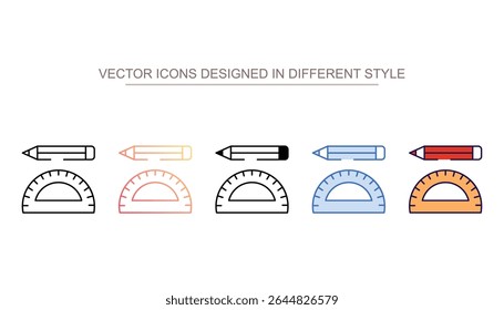 Protractor icon design with white background stock illustration