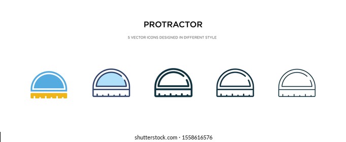 protractor icon in different style vector illustration. two colored and black protractor vector icons designed in filled, outline, line and stroke style can be used for web, mobile, ui