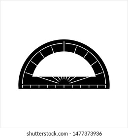 Protractor Icon, Geometry Tool Icon Vector Art Illustration