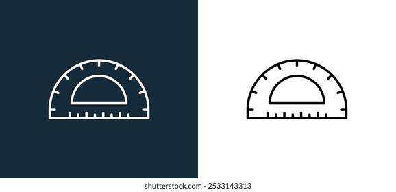 protractor icon isolated on white and black colors. protractor outline linear vector icon from office stationery collection for mobile apps, web and ui.