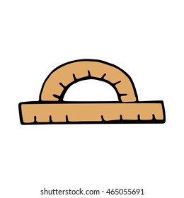 Protractor icon isolated on white background in style hand draw