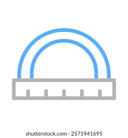 Protractor icon for measuring angles. Concept of geometry, mathematics, and education.