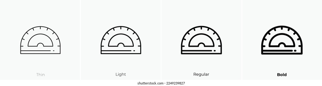 protractor icon. Thin, Light Regular And Bold style design isolated on white background