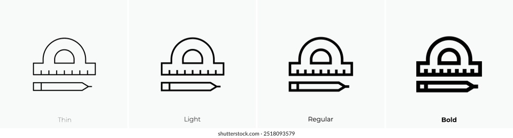 protractor icon. Thin, Light Regular And Bold style design isolated on white background