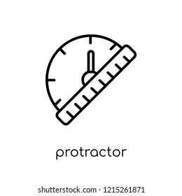 Protractor icon. Trendy modern flat linear vector Protractor icon on white background from thin line E-learning and education collection, editable outline stroke vector illustration