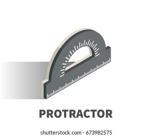 Protractor icon, vector symbol in isometric 3D style isolated on white background.