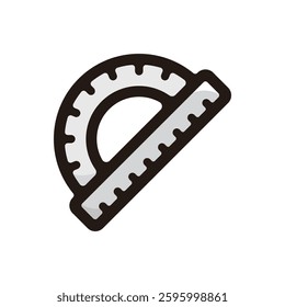 Protractor illustration icon.Simple vector outline, clipart for graphic design.