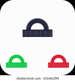 Protractor Illustration set. Blue, green, red icon.